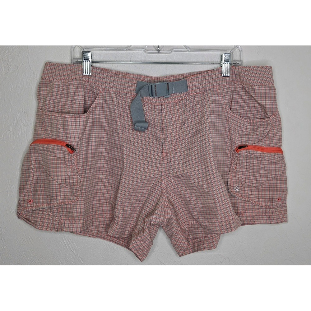 Columbia Shorts Women's Size XL Extra Large Plaid Cargo Hiking Belted Outdoor